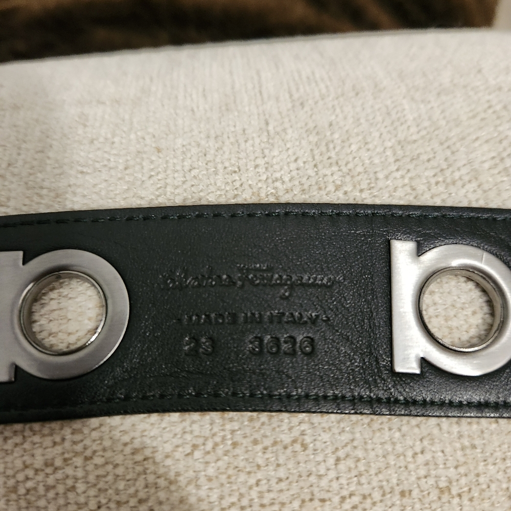Salvatore Ferragamo Black Leather Belt with Silver Accents - Picture 2 of 10